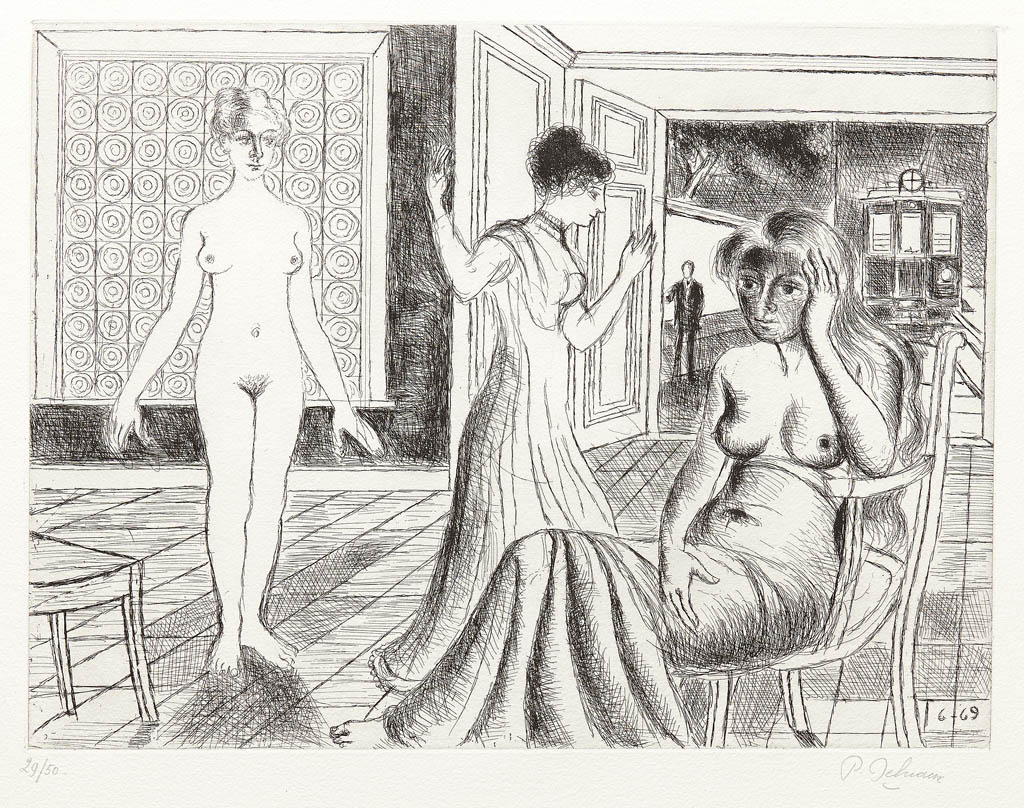 Paul Delvaux - La Chambre - 1969 etching